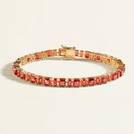 Deep red 13 carats garnets in alternating Asscher and baguette cuts in art deco style in gold 14k 18k