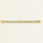 Closer Gold bracelet with blue and yellow natural gemstones for stacking in tennis bracelet style