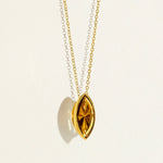 Gold chain with large marquise olive quartz
