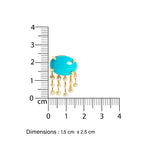 turquoise pendant with pearl chain in gold