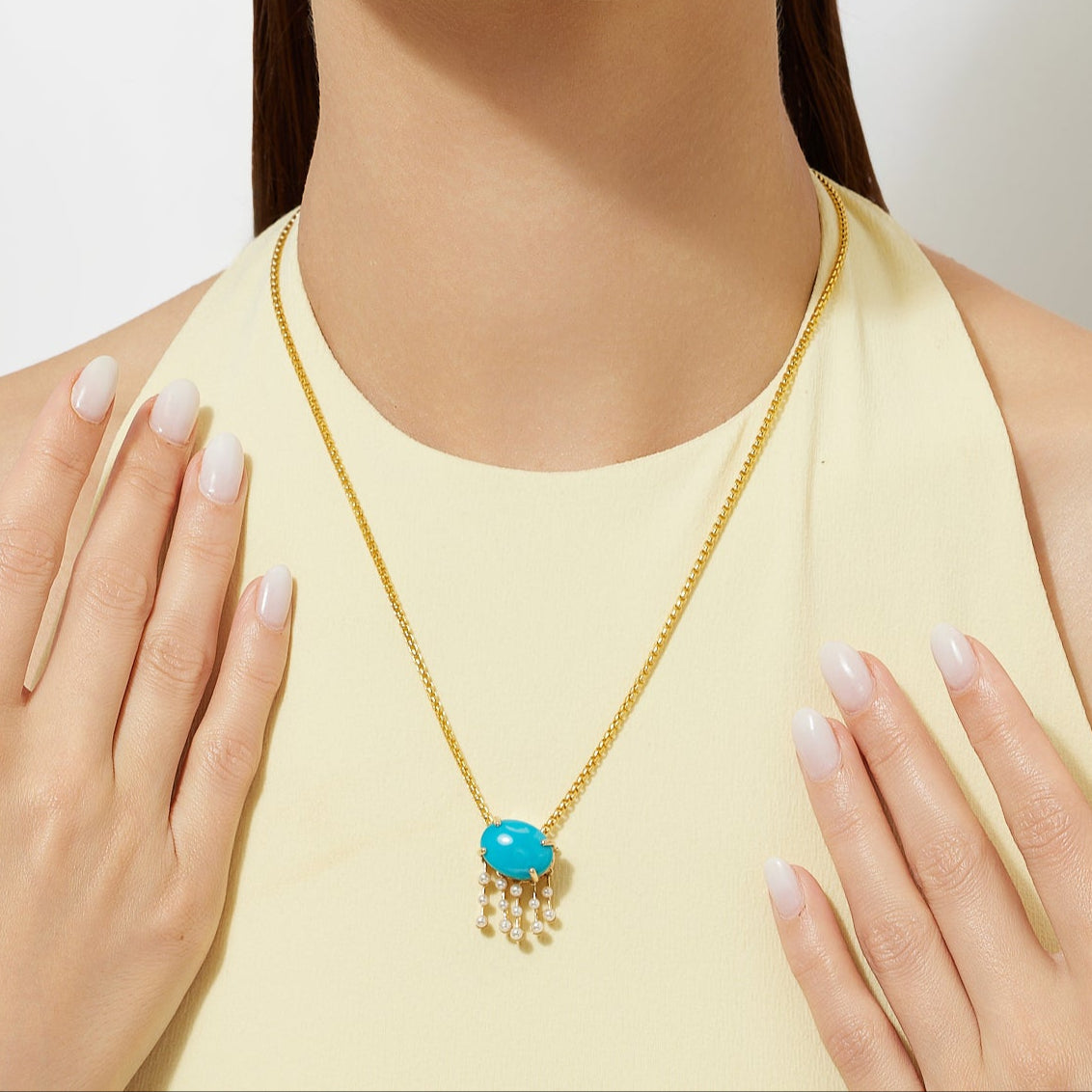 The Tilted Turquoise Cascade Pendant